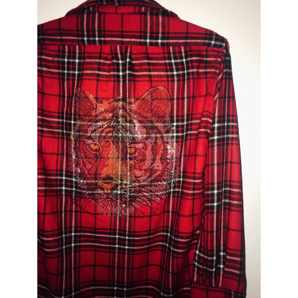 Luxury Scottish Plaid Flannel w. Swarovski Graphic